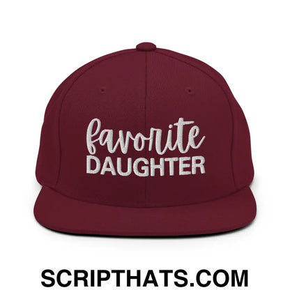 Favorite Daughter Embroidered Flat Bill Brim Snapback Hat Maroon