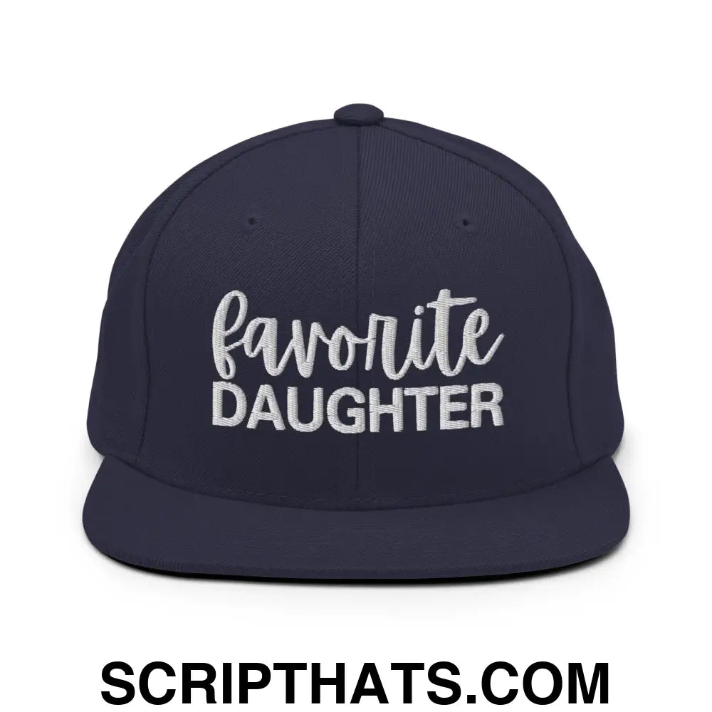 Favorite Daughter Embroidered Flat Bill Brim Snapback Hat Navy