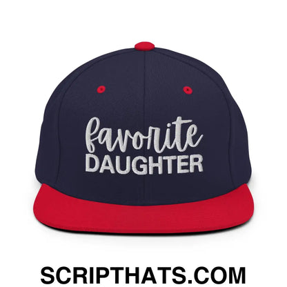 Favorite Daughter Embroidered Flat Bill Brim Snapback Hat Navy Red