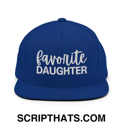 Favorite Daughter Embroidered Flat Bill Brim Snapback Hat Royal Blue