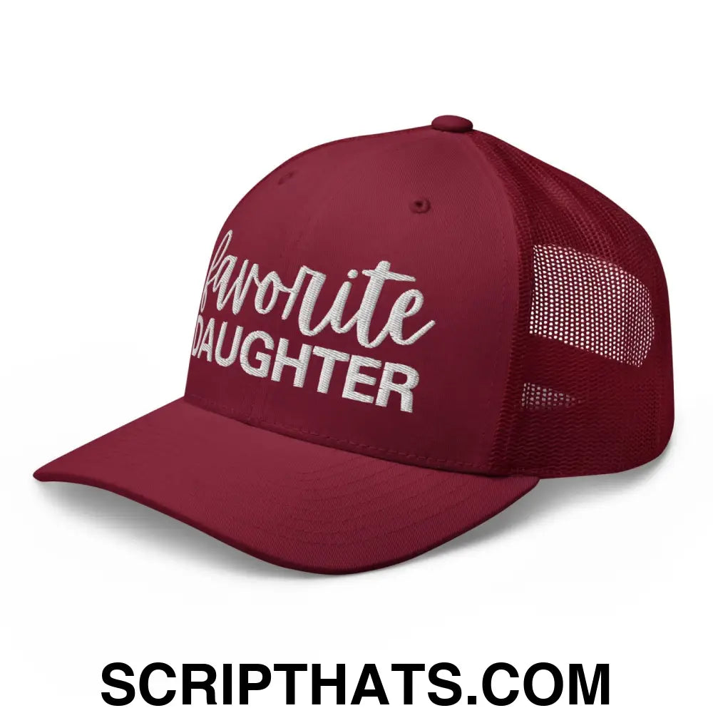 Favorite Daughter Embroidered Mesh Trucker Hat Cranberry