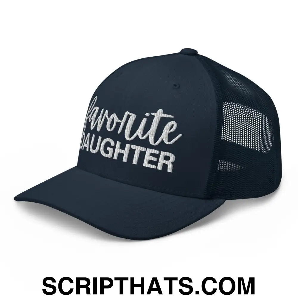 Favorite Daughter Embroidered Mesh Trucker Hat Navy