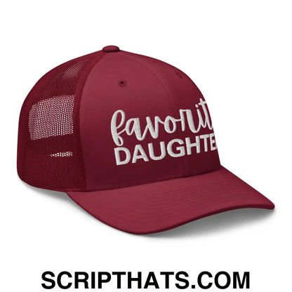 Favorite Daughter Embroidered Mesh Trucker Hat Cranberry