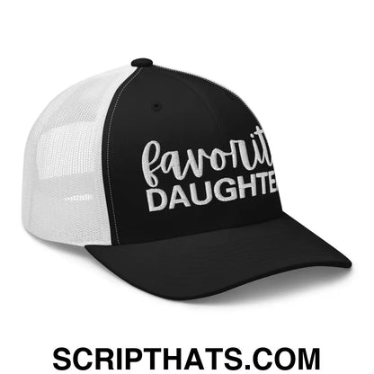 Favorite Daughter Embroidered Mesh Trucker Hat Black White