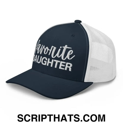 Favorite Daughter Embroidered Mesh Trucker Hat Navy White