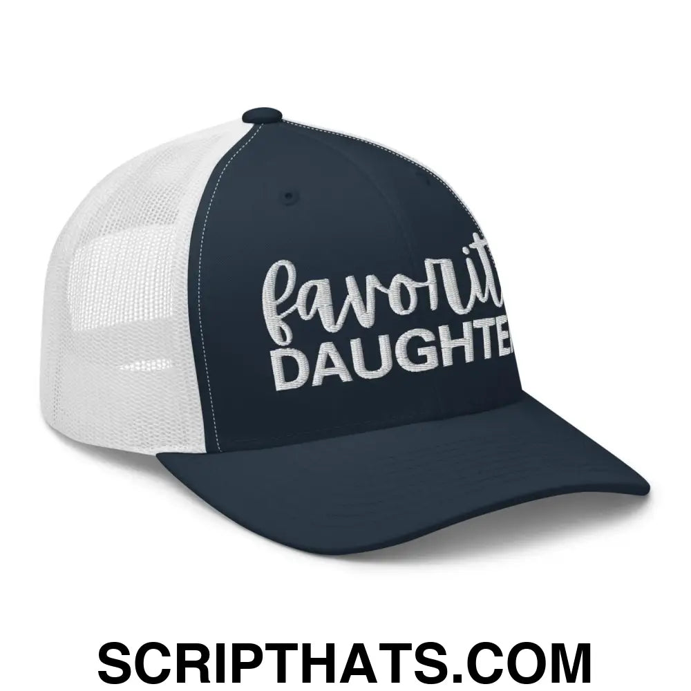 Favorite Daughter Embroidered Mesh Trucker Hat Navy White