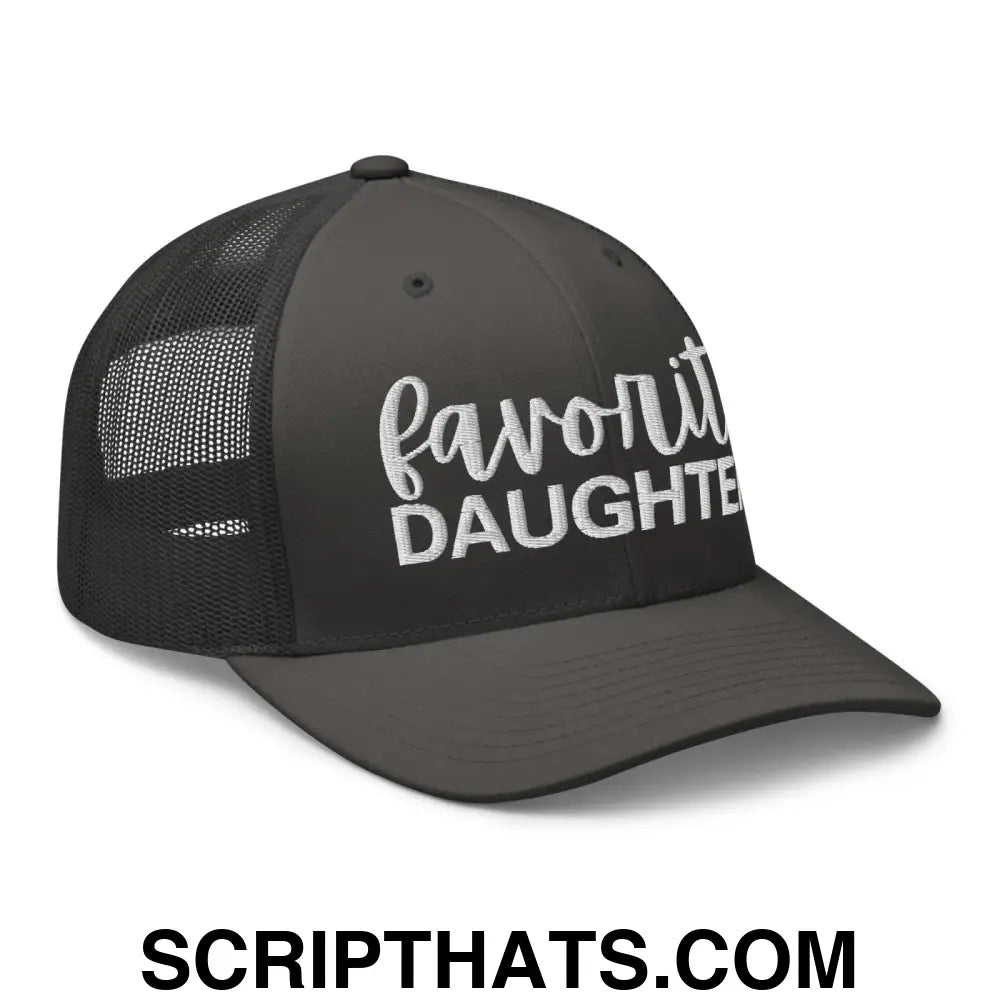 Favorite Daughter Embroidered Mesh Trucker Hat Charcoal