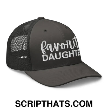 Favorite Daughter Embroidered Mesh Trucker Hat Charcoal