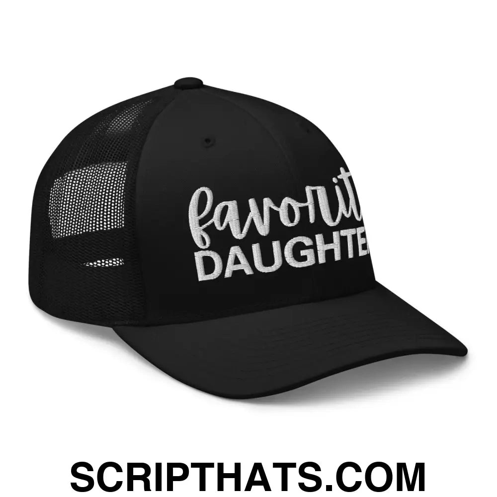 Favorite Daughter Embroidered Mesh Trucker Hat Black