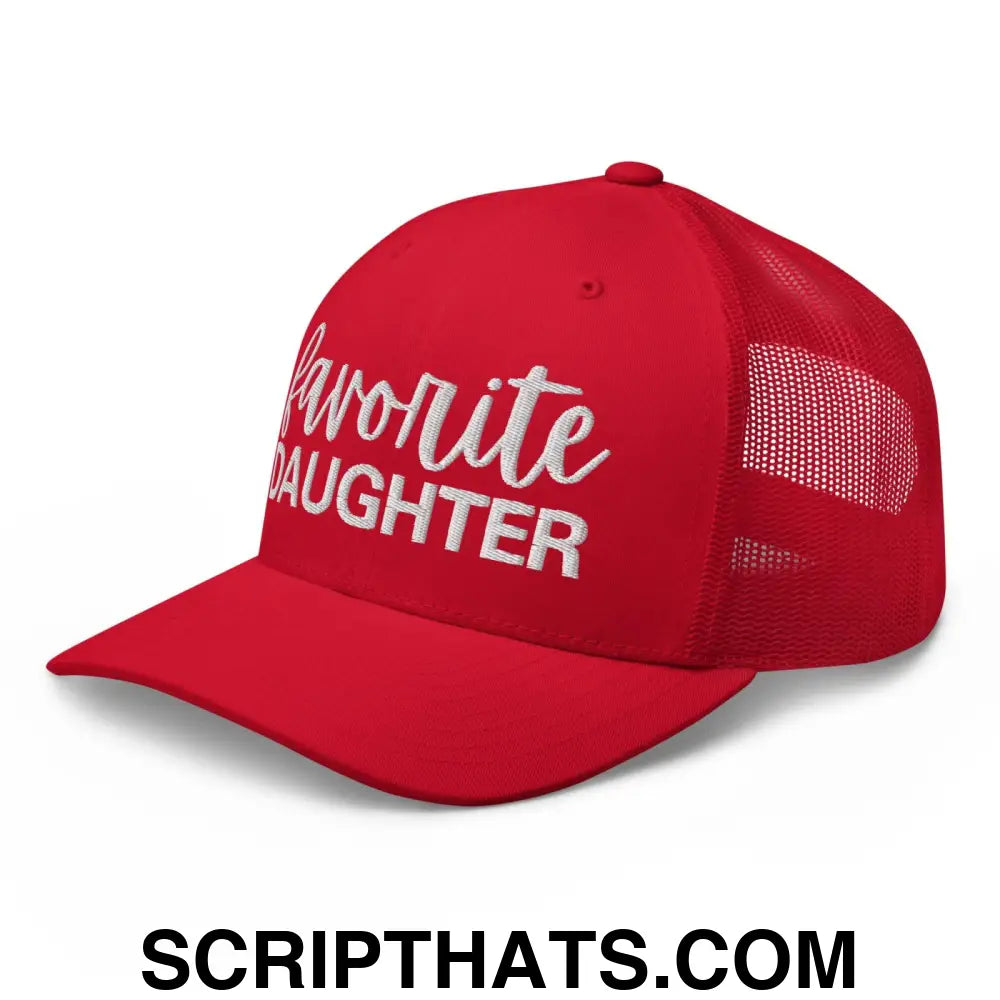 Favorite Daughter Embroidered Mesh Trucker Hat Red