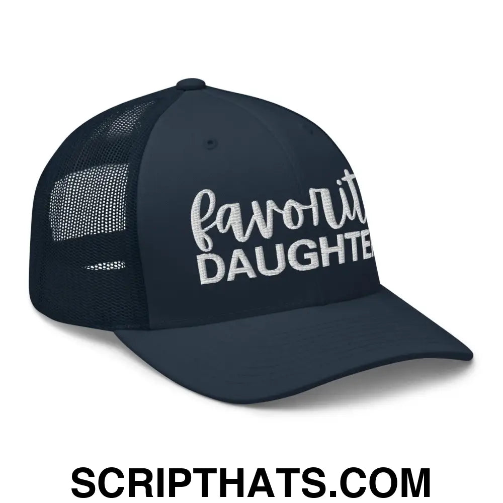 Favorite Daughter Embroidered Mesh Trucker Hat Navy