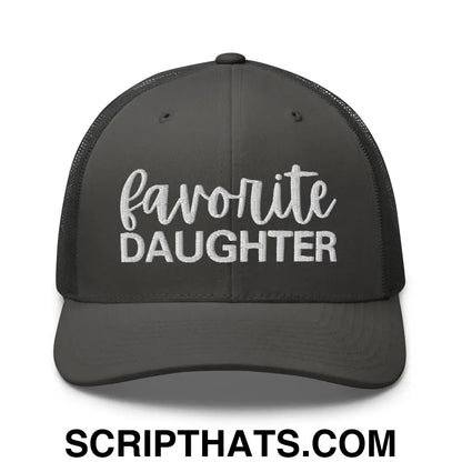 Favorite Daughter Embroidered Mesh Trucker Hat Charcoal