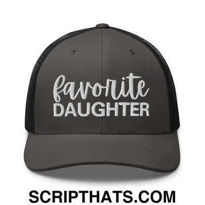 Favorite Daughter Embroidered Mesh Trucker Hat Charcoal Black