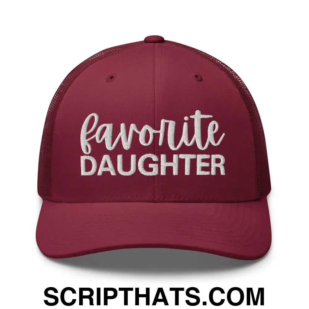 Favorite Daughter Embroidered Mesh Trucker Hat Cranberry