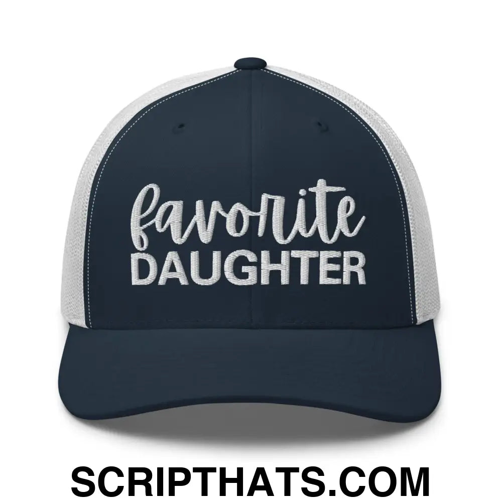 Favorite Daughter Embroidered Mesh Trucker Hat Navy White