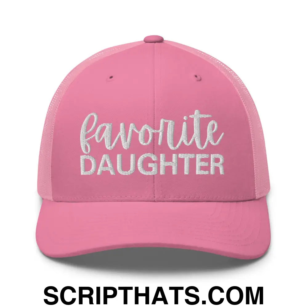 Favorite Daughter Embroidered Mesh Trucker Hat Pink