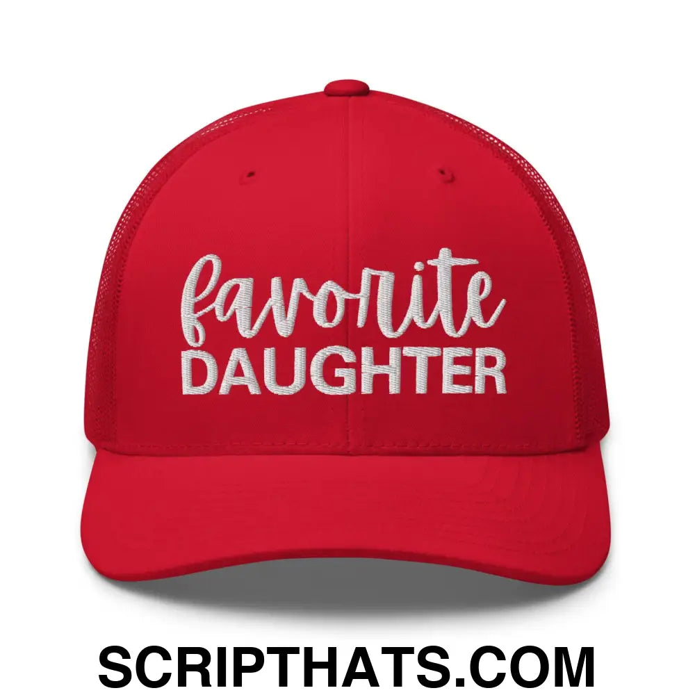 Favorite Daughter Embroidered Mesh Trucker Hat Red