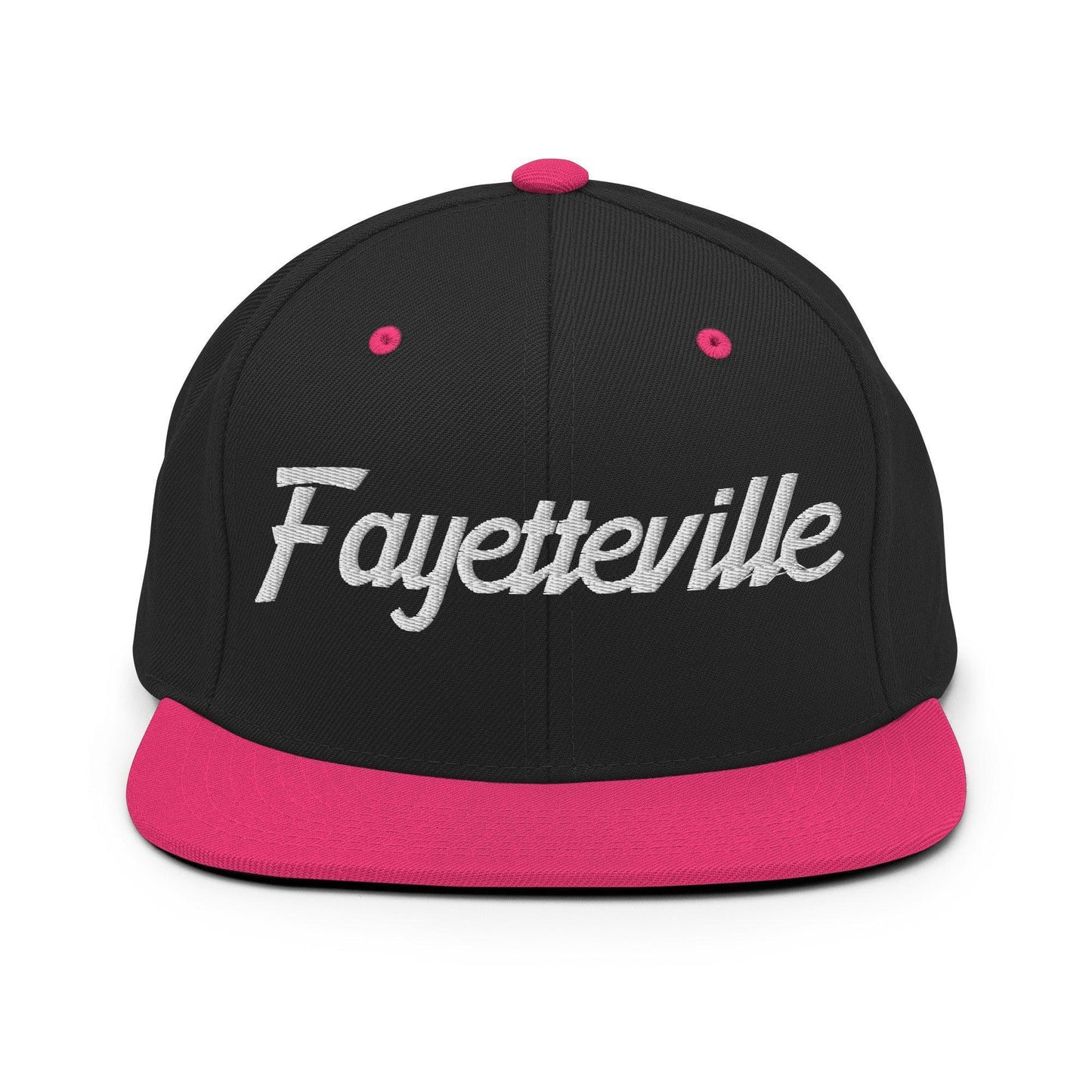 Fayetteville Script Snapback Hat Black Neon Pink