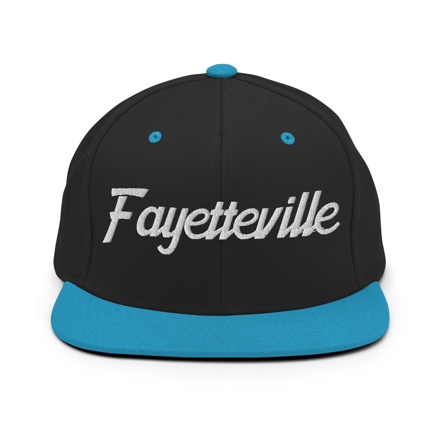 Fayetteville Script Snapback Hat Black Teal