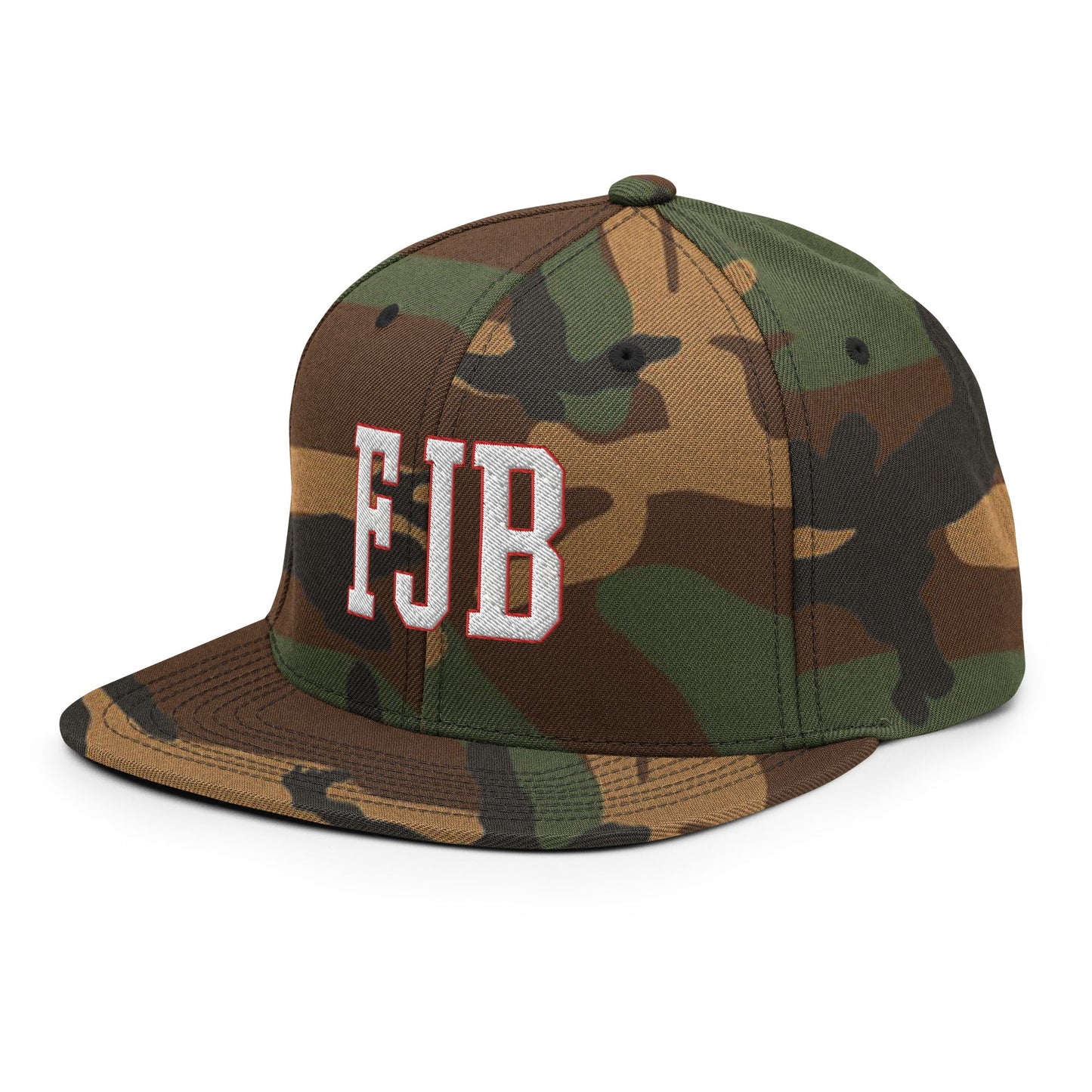 FJB F Joe Biden Block Flat Bill Brim Snapback Hat Green Camo