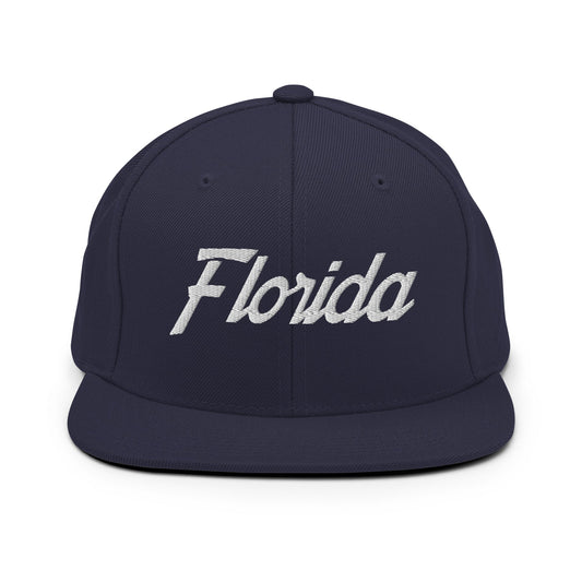 Florida Hockey II Vintage Sports Script Snapback Hat Navy