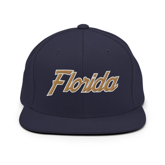 Florida Hockey III Vintage Sports Script Snapback Hat Navy