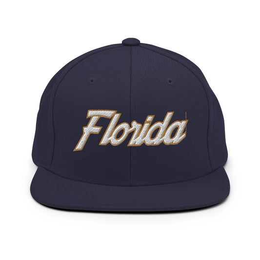 Florida Hockey IV Vintage Sports Script Snapback Hat Navy