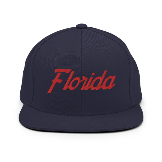 Florida Hockey Vintage Sports Script Snapback Hat Navy