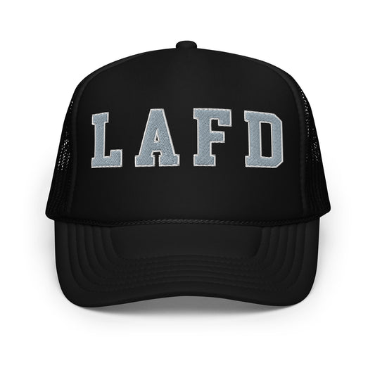 LAFD Los Angeles Fire Department Embroidered Foam Trucker Hat Black