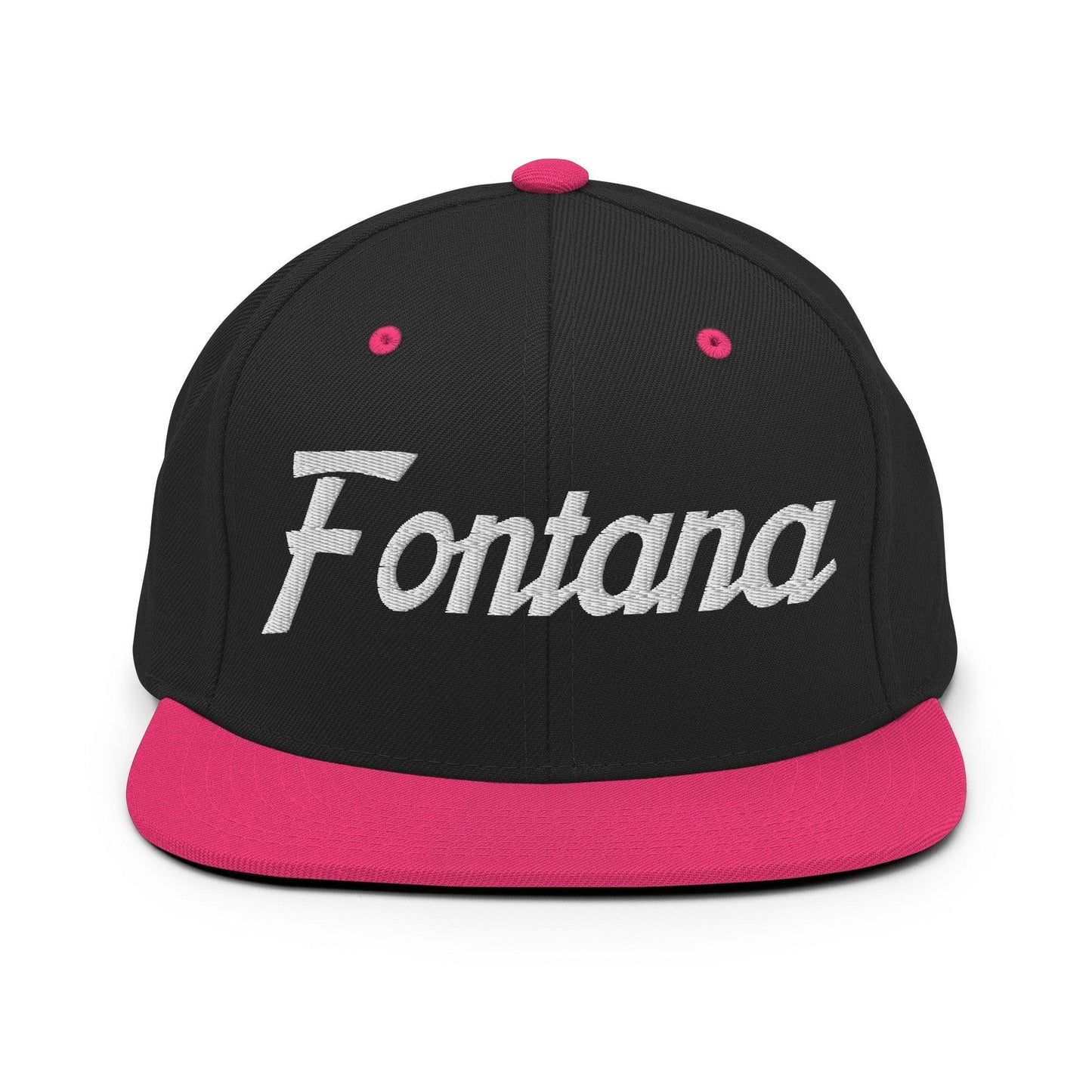 Fontana Script Snapback Hat Black Neon Pink
