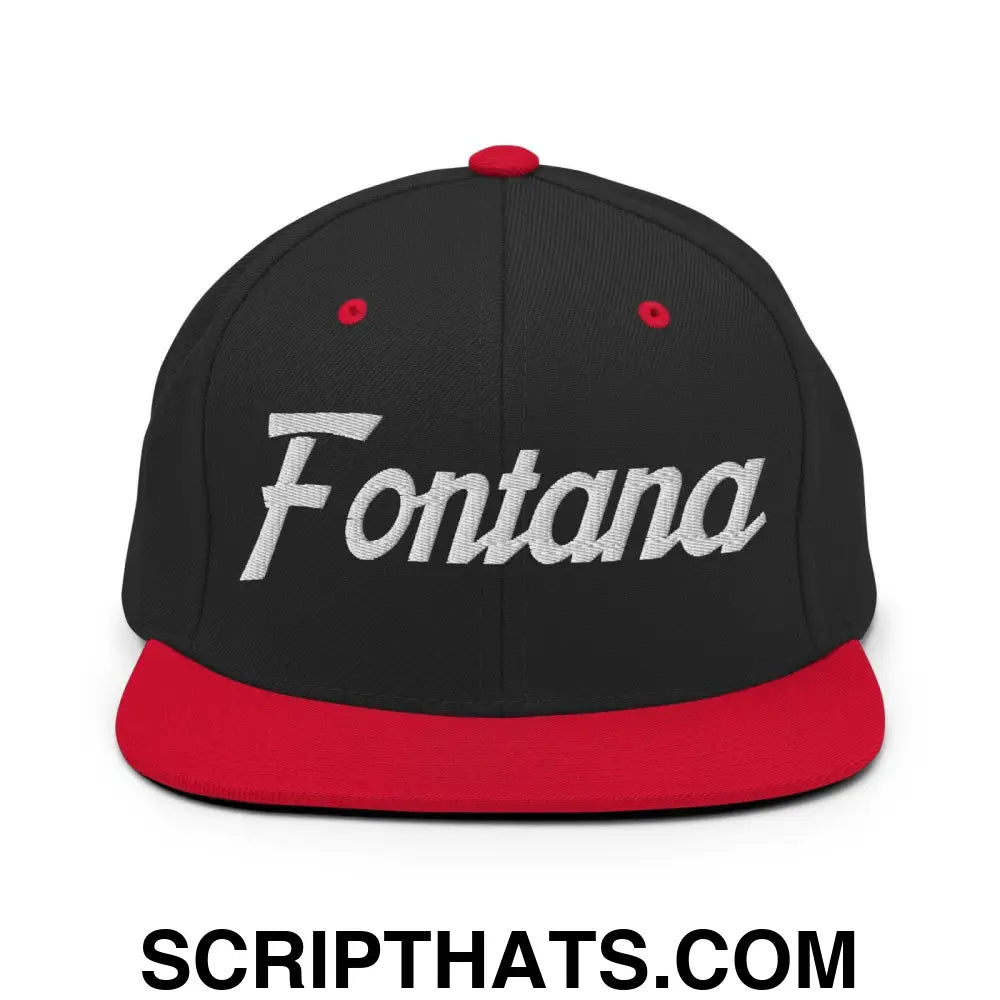 Fontana Script Snapback Hat Black Red