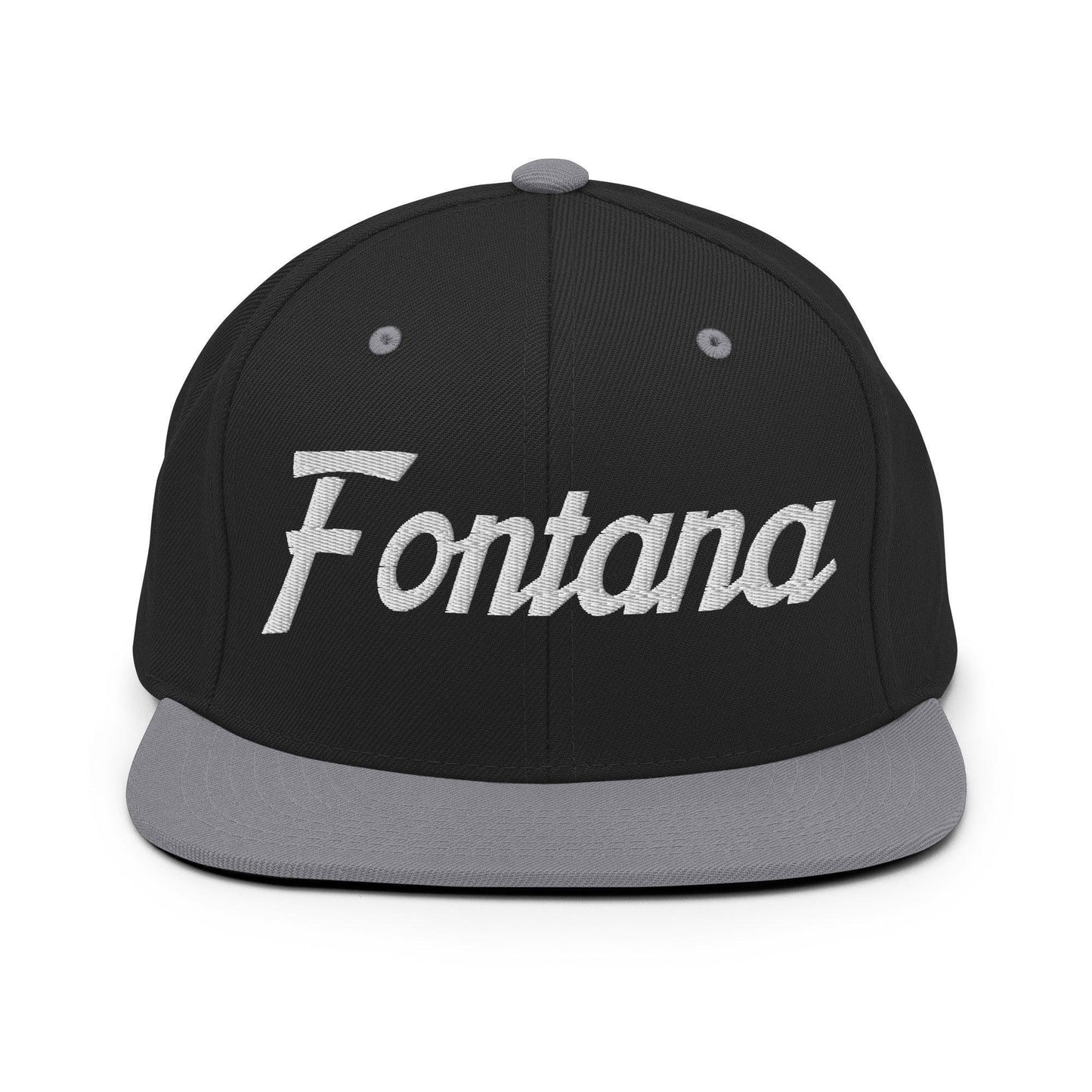 Fontana Script Snapback Hat Black Silver