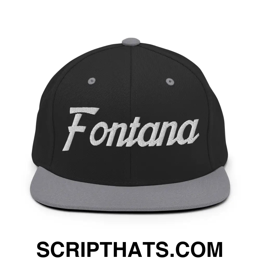 Fontana Script Snapback Hat Black Silver