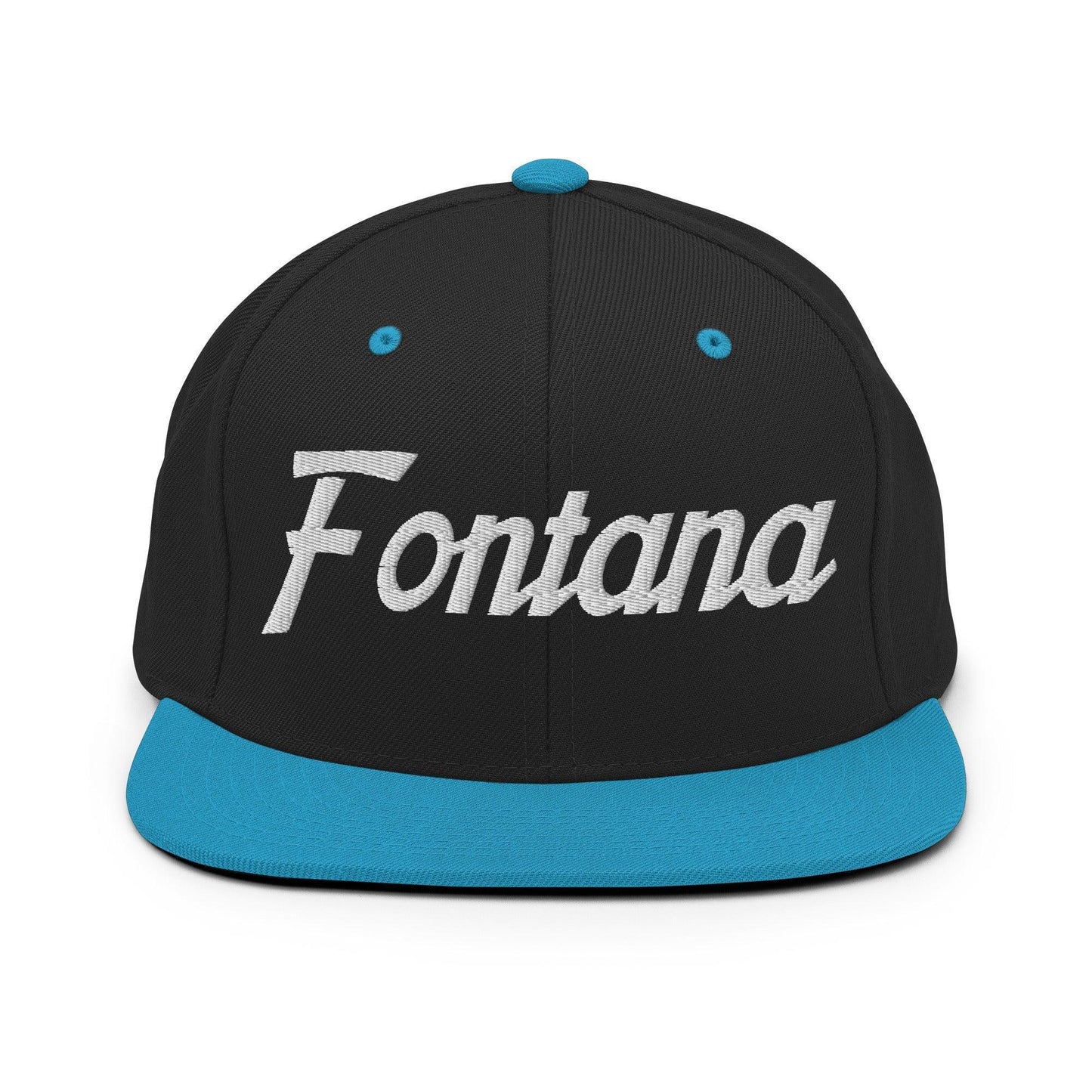Fontana Script Snapback Hat Black Teal