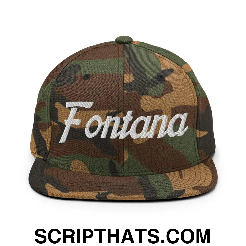 Fontana Script Snapback Hat Green Camo