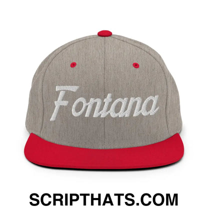 Fontana Script Snapback Hat Heather Grey Red