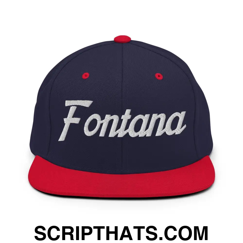 Fontana Script Snapback Hat Navy Red