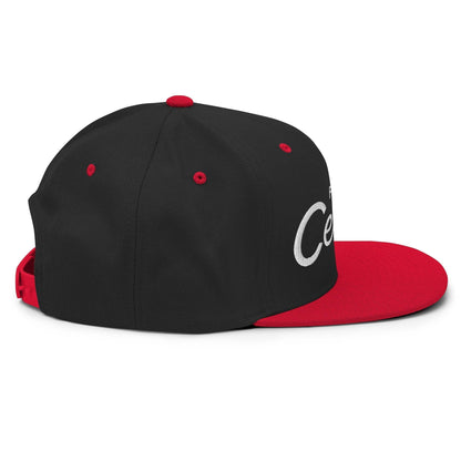 Forklift Certified Vintage Sports Script Snapback Hat Black Red