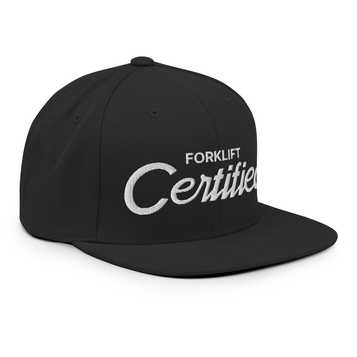 Forklift Certified Vintage Sports Script Snapback Hat Black