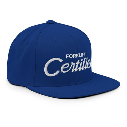 Forklift Certified Vintage Sports Script Snapback Hat Royal Blue