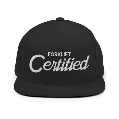 Forklift Certified Vintage Sports Script Snapback Hat Black