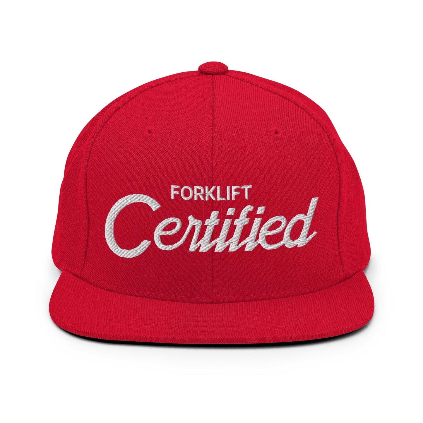 Forklift Certified Vintage Sports Script Snapback Hat Red