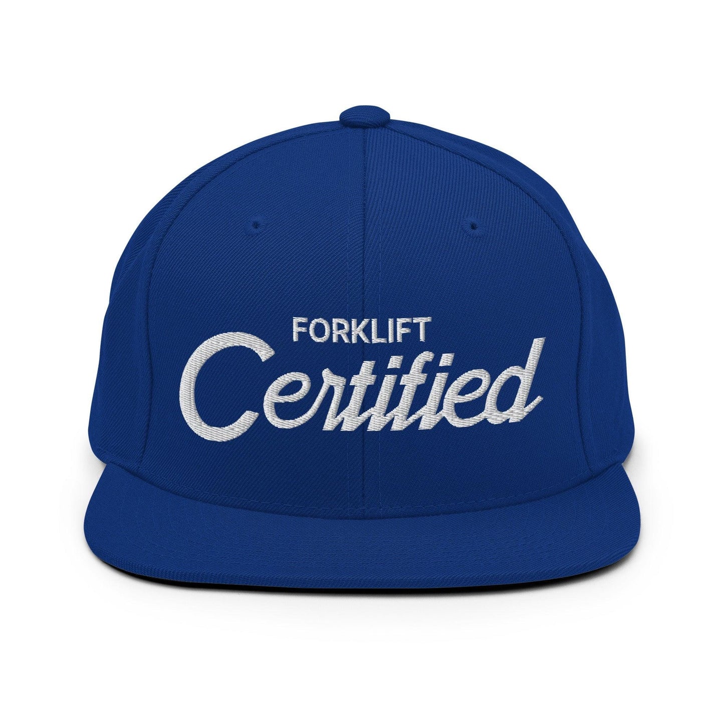 Forklift Certified Vintage Sports Script Snapback Hat Royal Blue