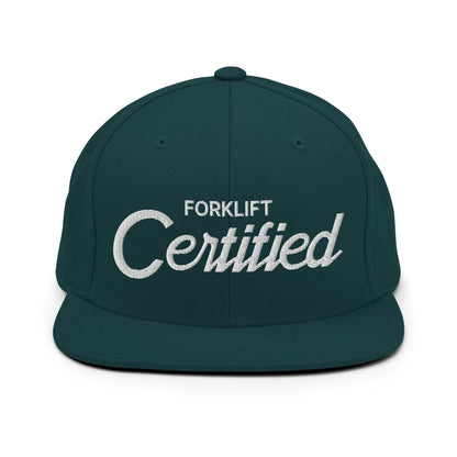 Forklift Certified Vintage Sports Script Snapback Hat Spruce