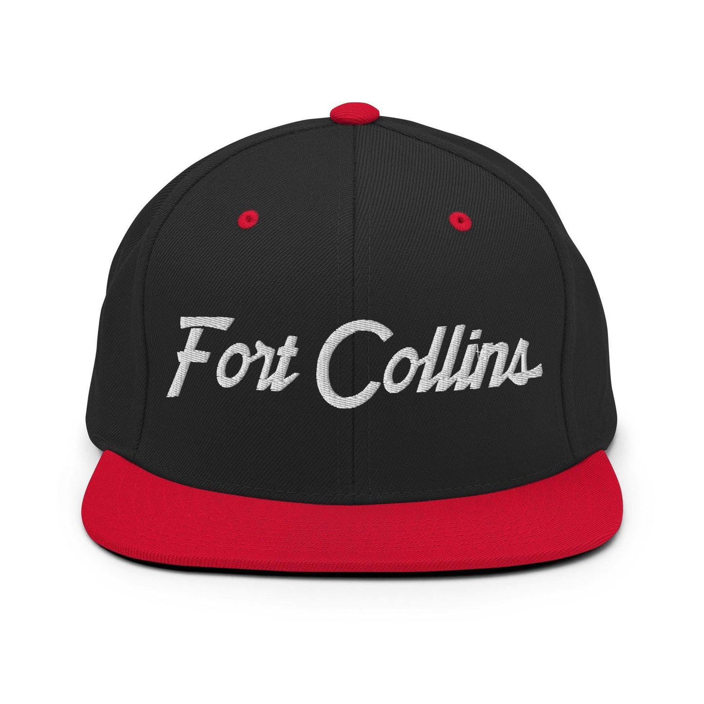 Fort Collins Script Snapback Hat Black Red