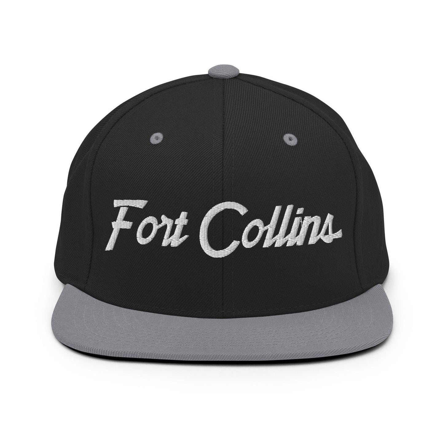 Fort Collins Script Snapback Hat Black Silver