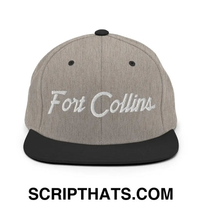 Fort Collins Script Snapback Hat Heather Black