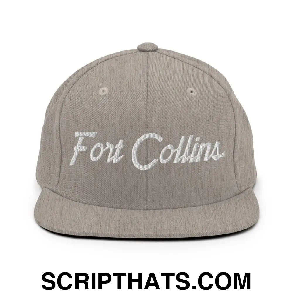 Fort Collins Script Snapback Hat Heather Grey