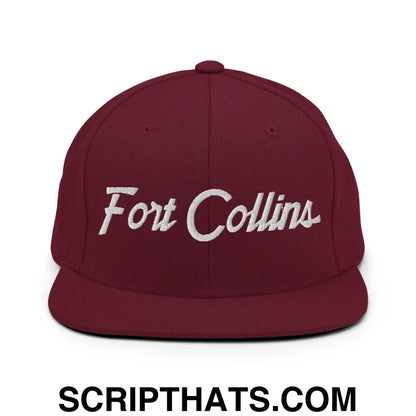 Fort Collins Script Snapback Hat Maroon