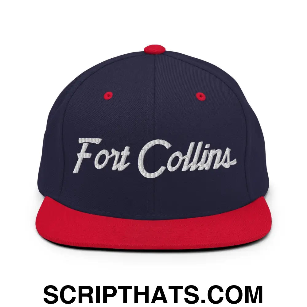 Fort Collins Script Snapback Hat Navy Red